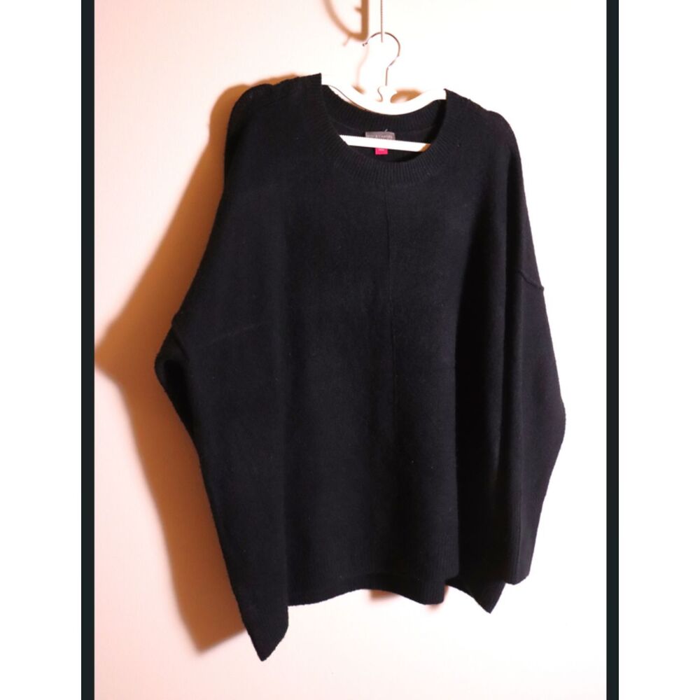 Vince Camuto Black Oversized Soft Sweater XL Long Sleeve Round Neck Knit Top